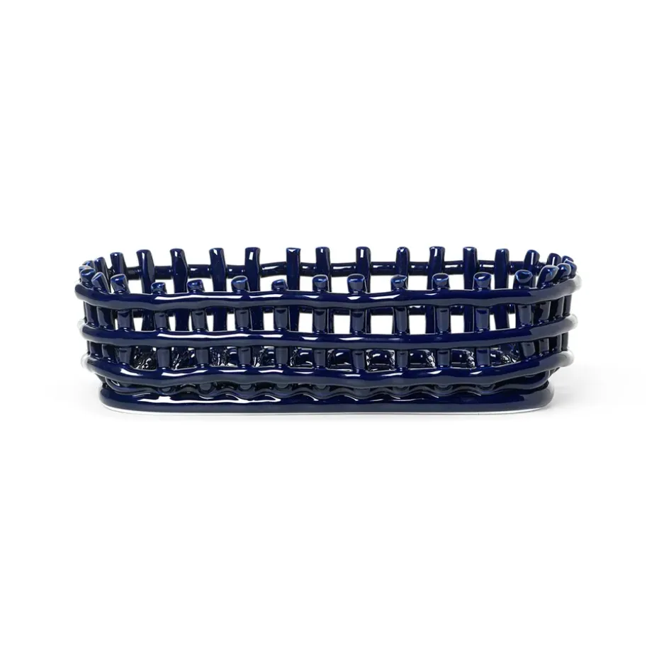 Ceramic letitetty kori soikea 15x30 cm, Sininen