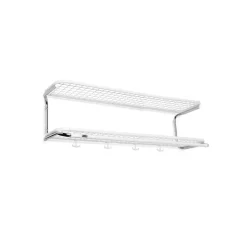 Classic 650 -hattuhylly, Valkoinen/kromi, 2 tasoa, 90 cm