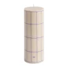 Column Candle -pöytäkynttilä medium 20 cm, Off white-blue grid check