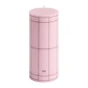 Column Candle pöytäkynttilä small 15 cm, Light pink-bordeaux grid