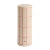 Column Candle pöytäkynttilä large 25 cm, Off white-red grid check