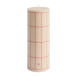 Column Candle pöytäkynttilä large 25 cm, Off white-red grid check