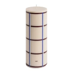 Column Candle -pöytäkynttilä medium 20 cm, Off white-bordeaux-blue-silver