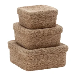 Emil neliömäinen kori kannella 3 osaa, Natural