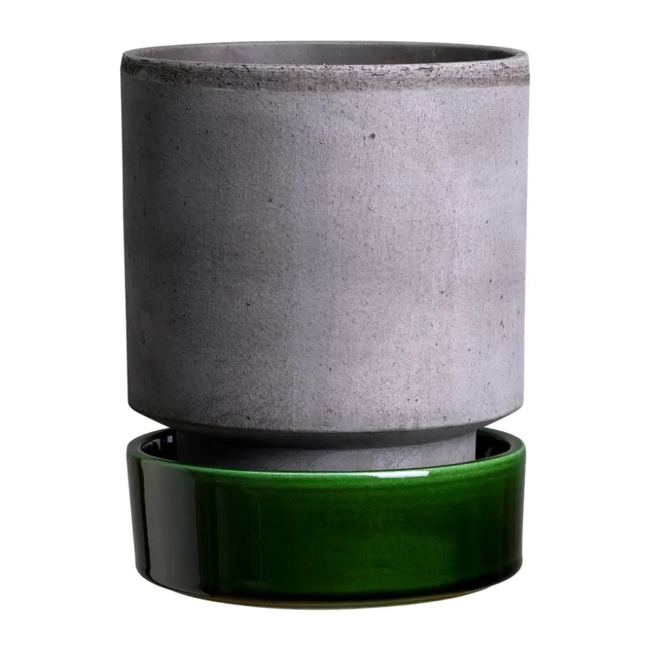 Hoff ruukku, Ø14 cm, Raw Grey-Emerald Green.