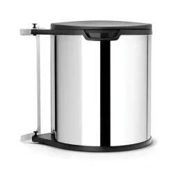 Jäteastia kaappiin pyöreä, muovisisäastia (sis. kiinnikkeet) 15 L, Harjattu teräs