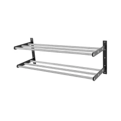 Kenkähylly 12 kenkähylly, Teräs/musta, mustaksi maalattu alumiini