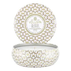 Maison Blanc 3-wick Tin tuoksukynttilä 40 tuntia, Suede Blanc