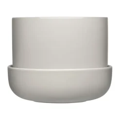 Nappula ruukku aluslautasella Ø17 cm k13 cm, Vaaleanharmaa