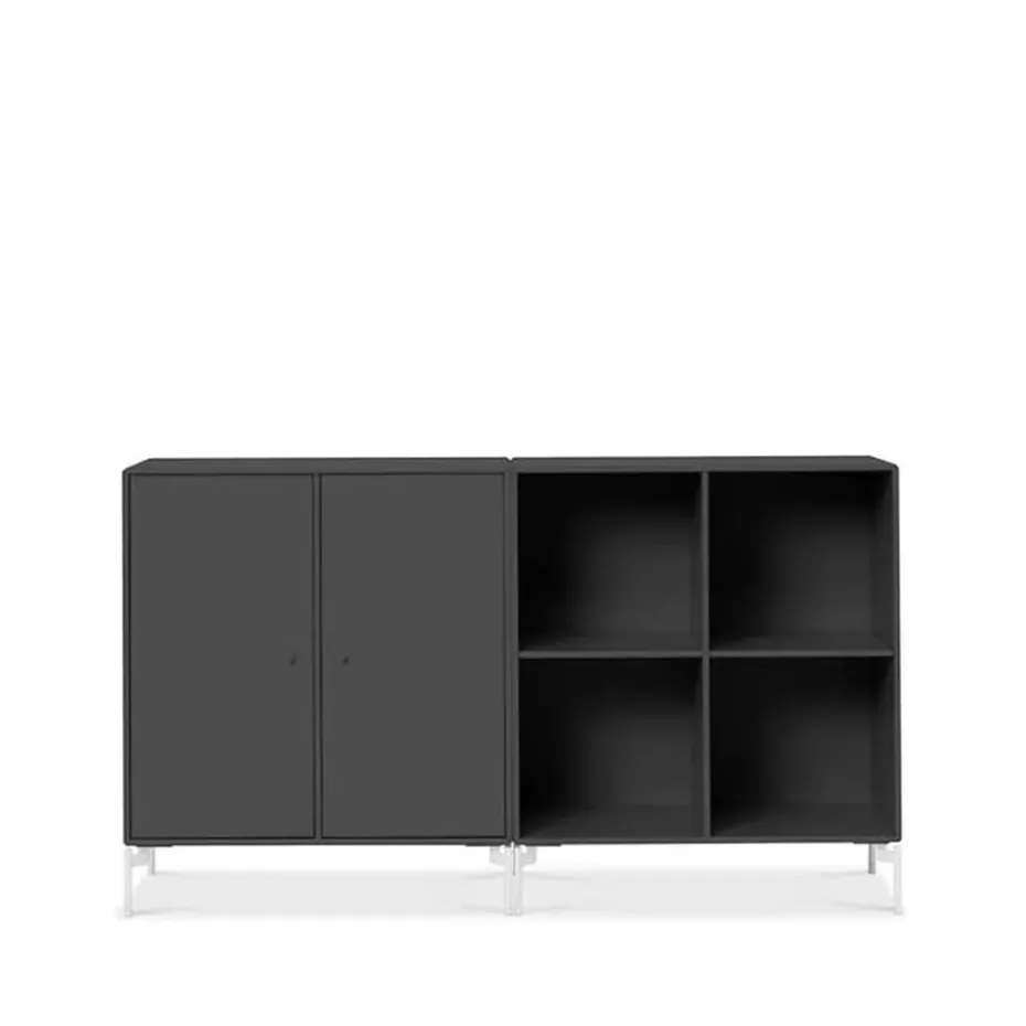 Pair sivupöytä, Anthracite 04, valkoiseksi maalatut jalat