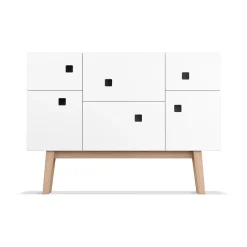 Peep C2 -kaappi, Valkoinen, retro, tammijalat