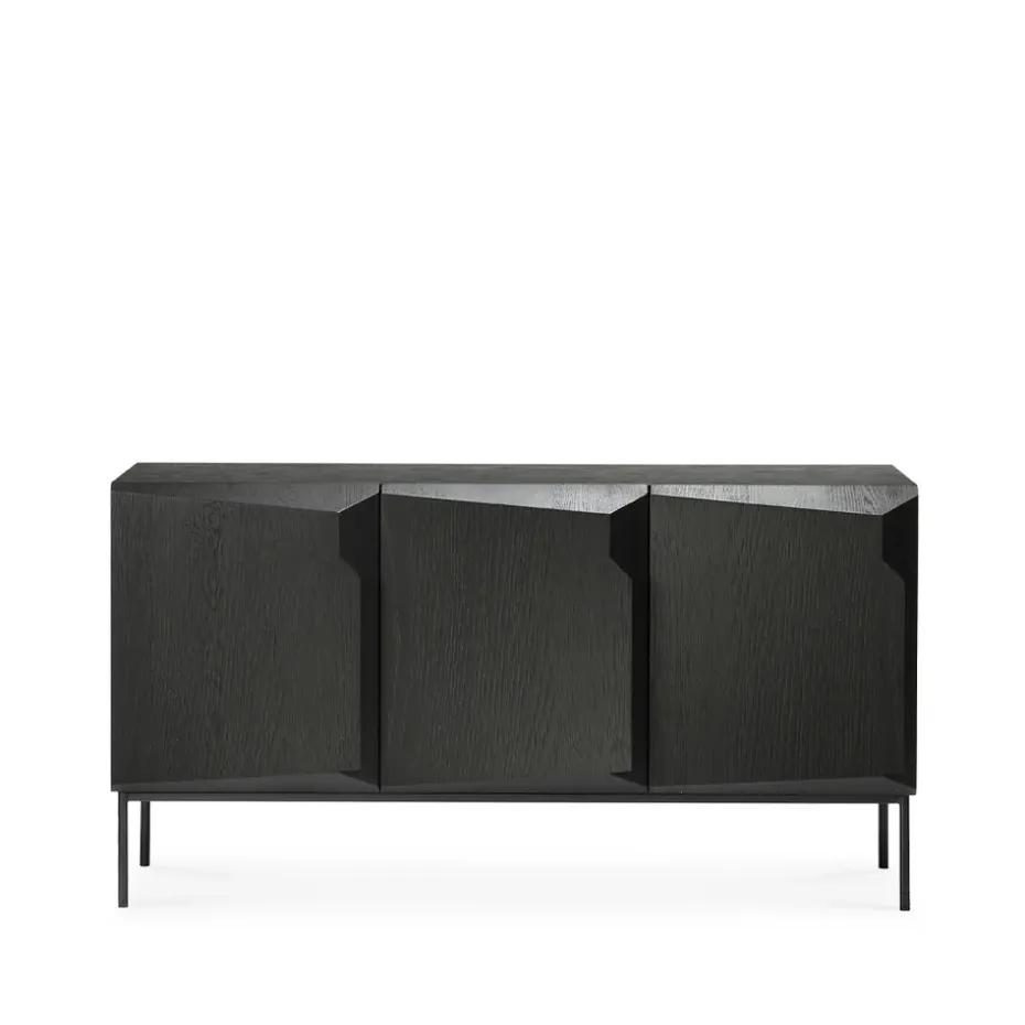 Stairs sideboard 3 ovea, Mustaksi petsattu tammi 150 x 80 x 46 cm