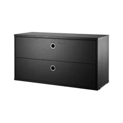 String laatikosto, saarni musta petsattu, 78x30 cm