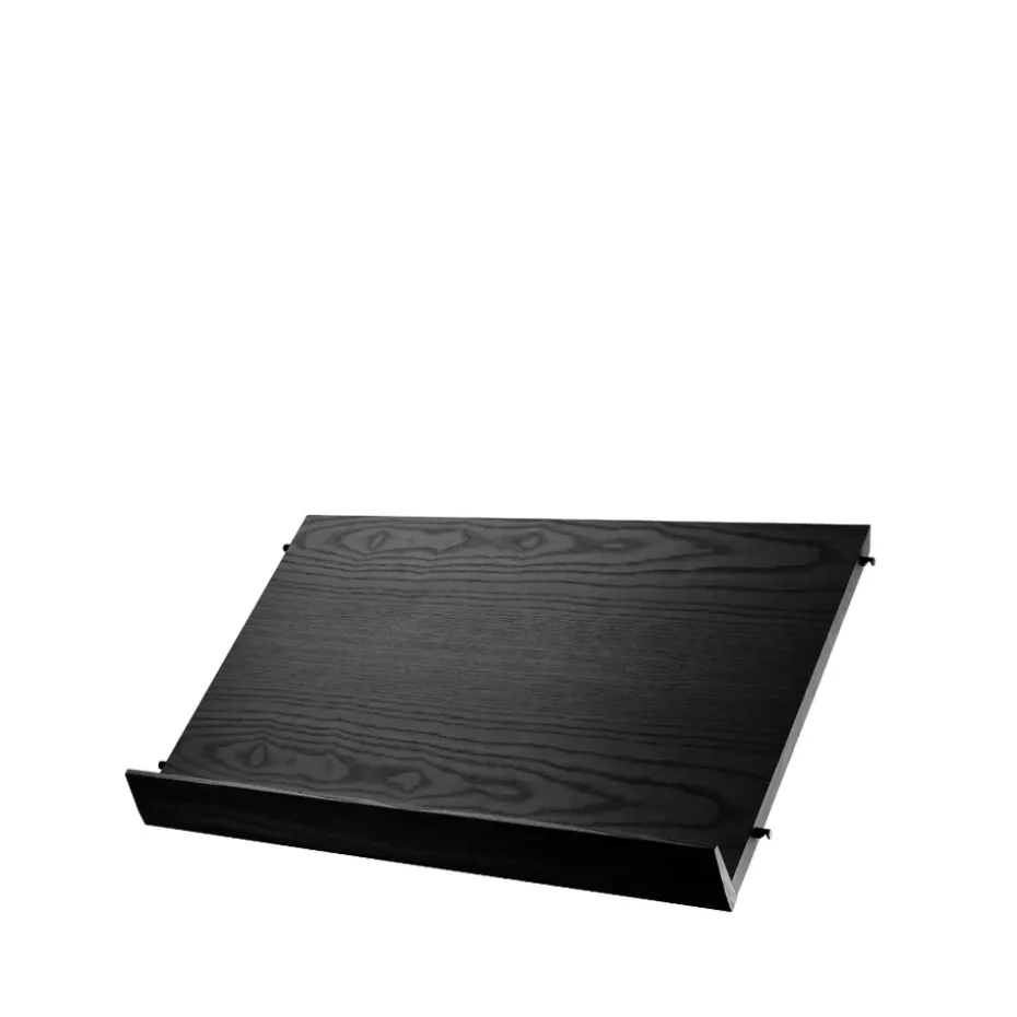 String lehtihylly puu, Saarni musta petsi, 58x30 cm