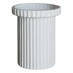 Stripe ruukku pieni k18 cm Ø12 cm, Shiny white