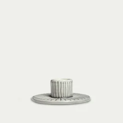 Stripes kynttilänjalka Ø 8 cm, Harmaa
