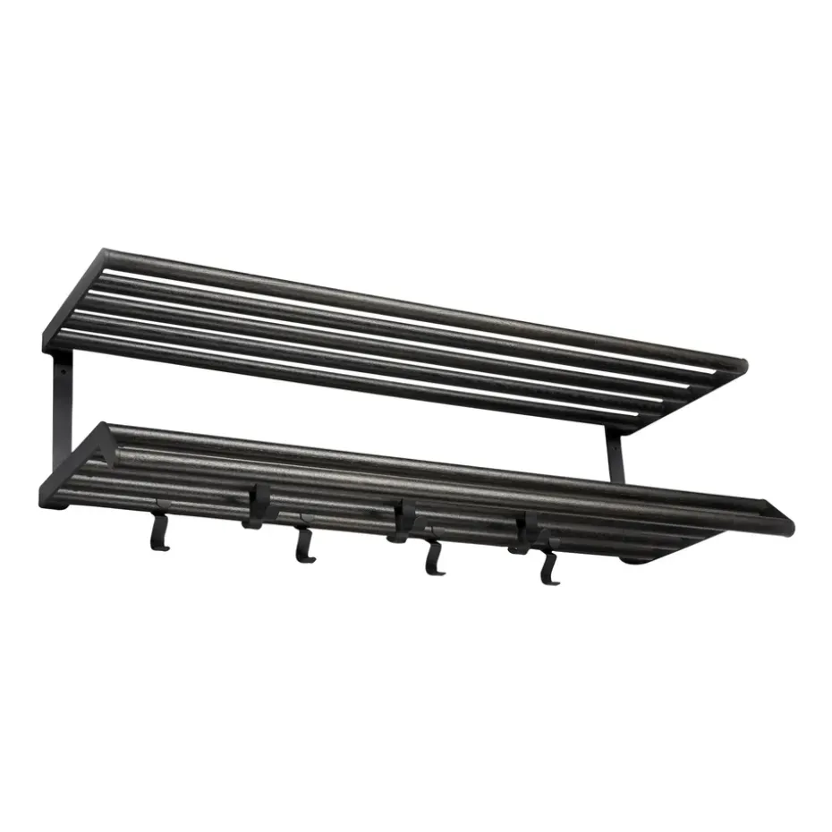 Tamburin hattuhylly 100 cm, Mustaksi petsattu tammi-musta