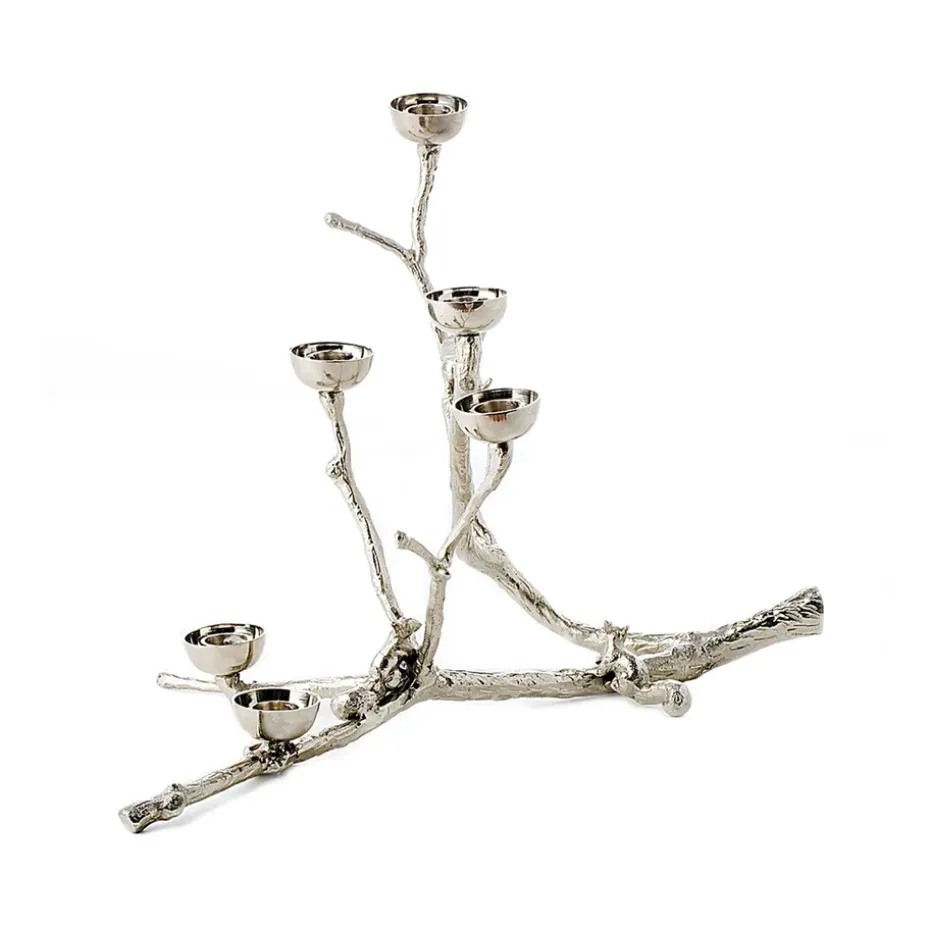 Twiggy Orava -kynttilänjalka 30 cm, Hopea