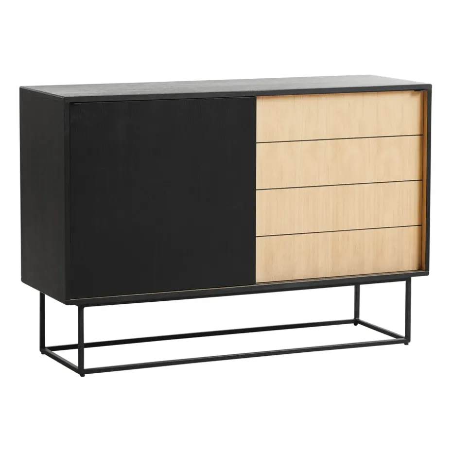 Virka Sivupöytä, korkea 120 cm, Musta - tammi