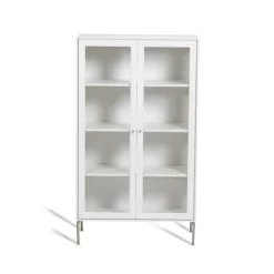 Volt vitriinikaappi 130 cm valkolakka, Yksityiskohdat ruostumattomasta teräksestä