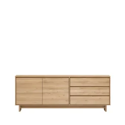 Wave sivupöytä, Vahaöljytty tammi 2 ovea 3 laatikkoa