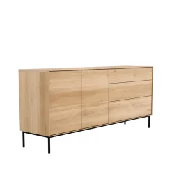 Whitebird sideboard, Tammi-Metalli 2 ovea 3 laatikkoa